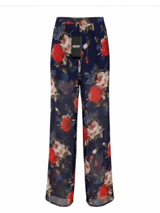 Missguided Pants - Misguided Navy Floral Semi Sheer Flare BOHO Pants NEW WITH TAGS